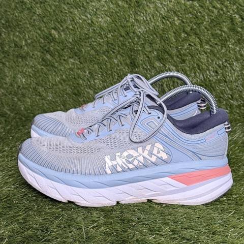 Hoka One One Bondi 7 Womens Size 8 Blue Fog Pink Max Cushion Running Shoes photo 3
