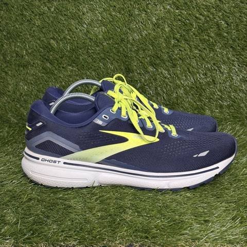 Brooks Ghost 15 Mens Size 11.5 D Navy Neon Cushioned Running Shoes 1103931D429