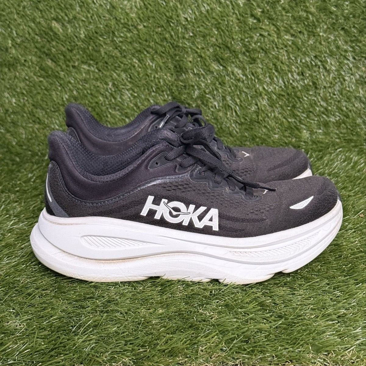 Hoka Bondi 9 Wide Womens Size 6.5 D Black White Max Cushion Running Shoes