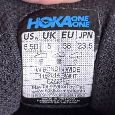 Hoka Bondi 9 Wide Womens Size 6.5 D Black White Max Cushion Running Shoes photo 8