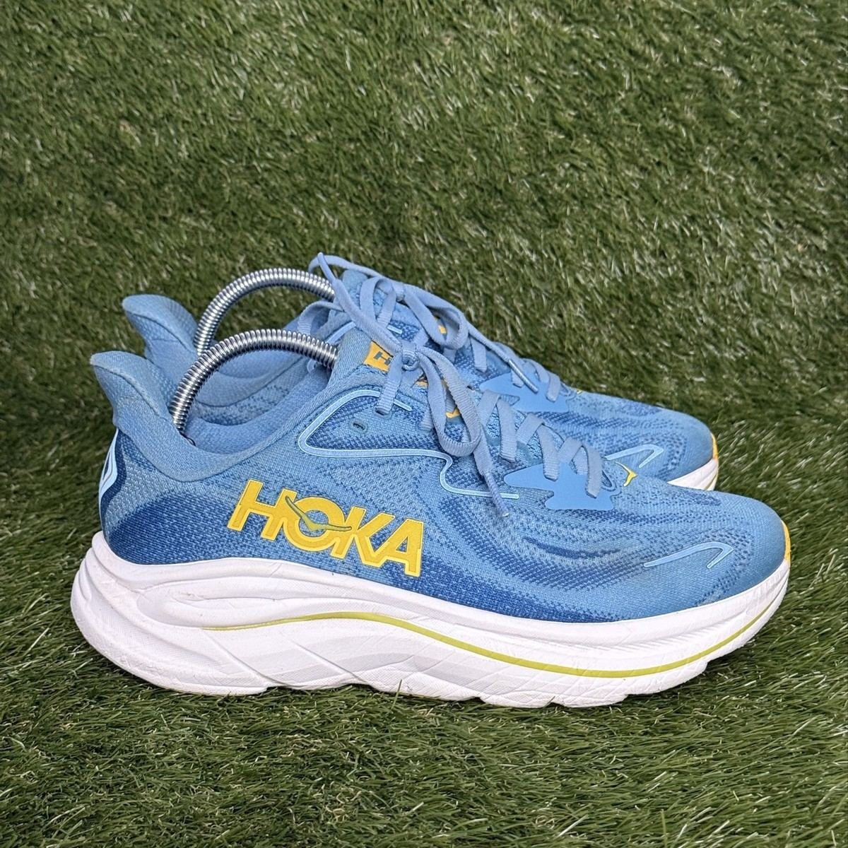 Hoka Clifton 10 Mens Size 9 D Blue Yellow Cushioned Running Shoes 1162030