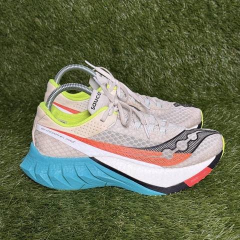 Saucony Endorphin Pro 4 Womens Size 9 White Orange Teal Carbon Plate Racing Shoe