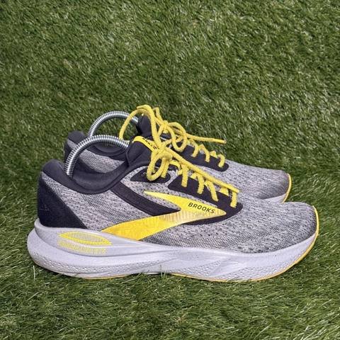 Brooks Adrenaline GTS 24 Mens Size 9 D Gray Black Yellow Support Running Shoes