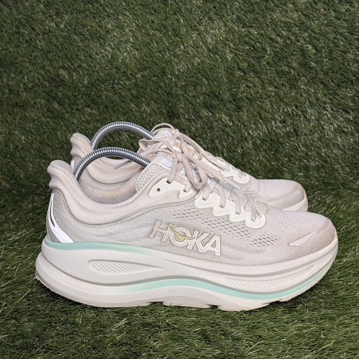Hoka Bondi 9 Womens Size 10 B Cream Sea Glass Max Cushion Running Shoes 1162012