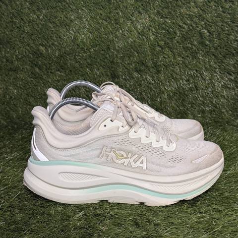 Hoka Bondi 9 Womens Size 10 B Cream Sea Glass Max Cushion Running Shoes 1162012
