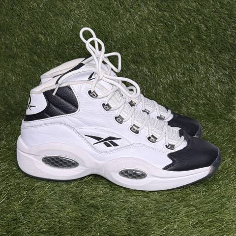 Reebok Question Mid Mens Size 13 White Black Allen Iverson Basketball GX5260