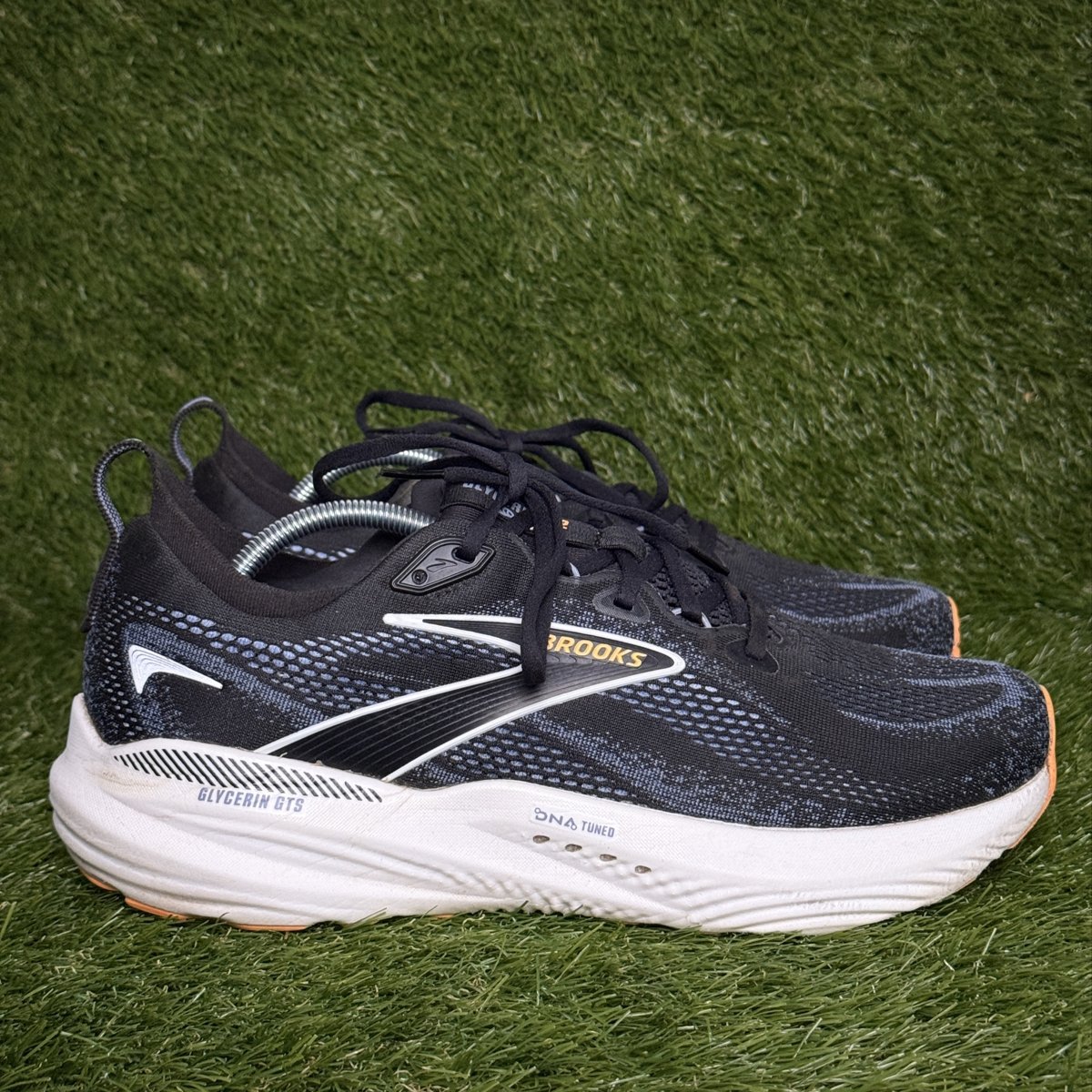 Brooks Glycerin GTS 22 Mens Size 11.5 2E Wide Black Blue Support Running Shoes