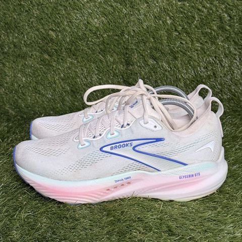 Brooks Glycerin GTS 22 Womens Size 11 B Cream Blue Pink Support Running Shoes photo 3