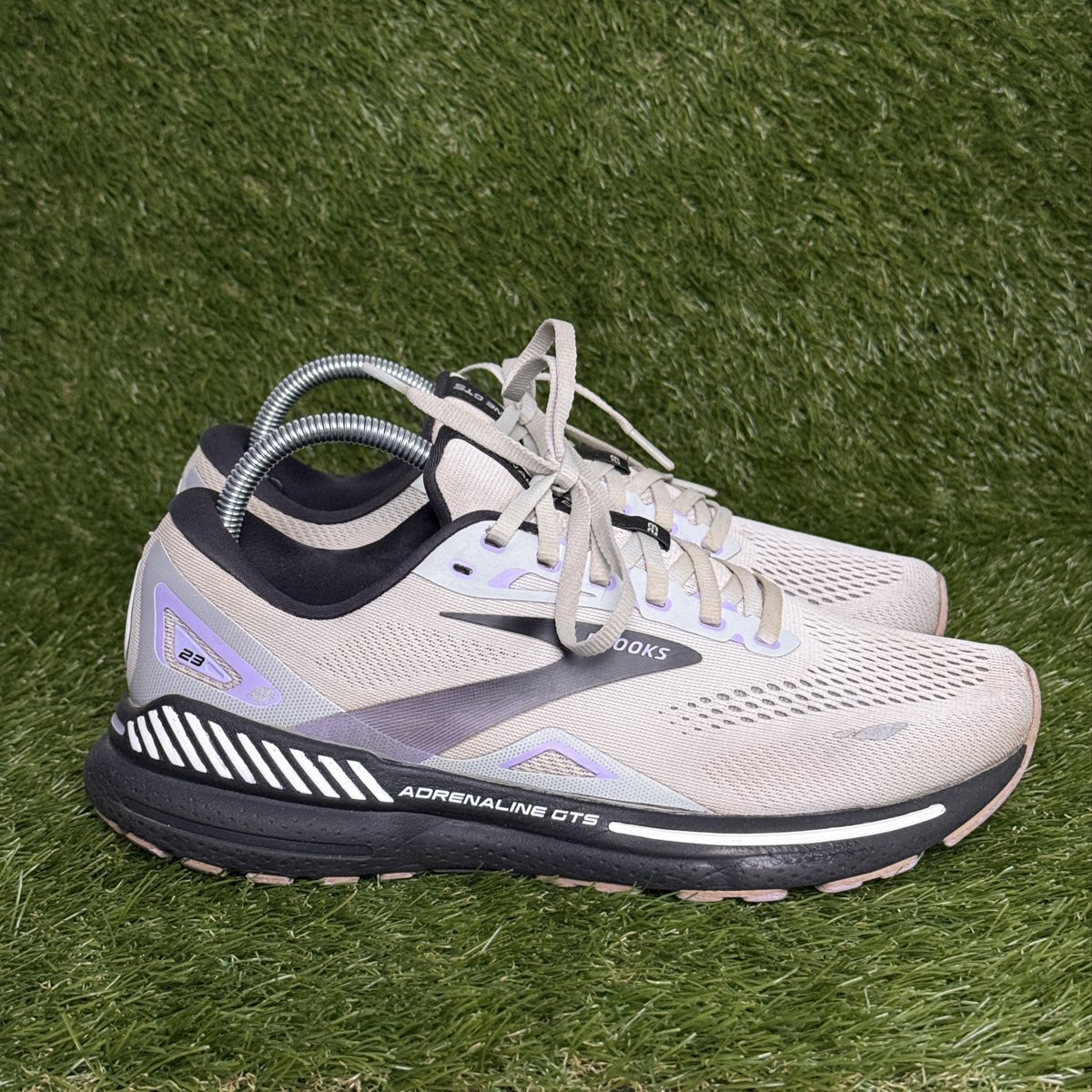 Brooks Adrenaline GTS 23 Womens Size 10 D Wide Cream Lilac Support Running Shoes