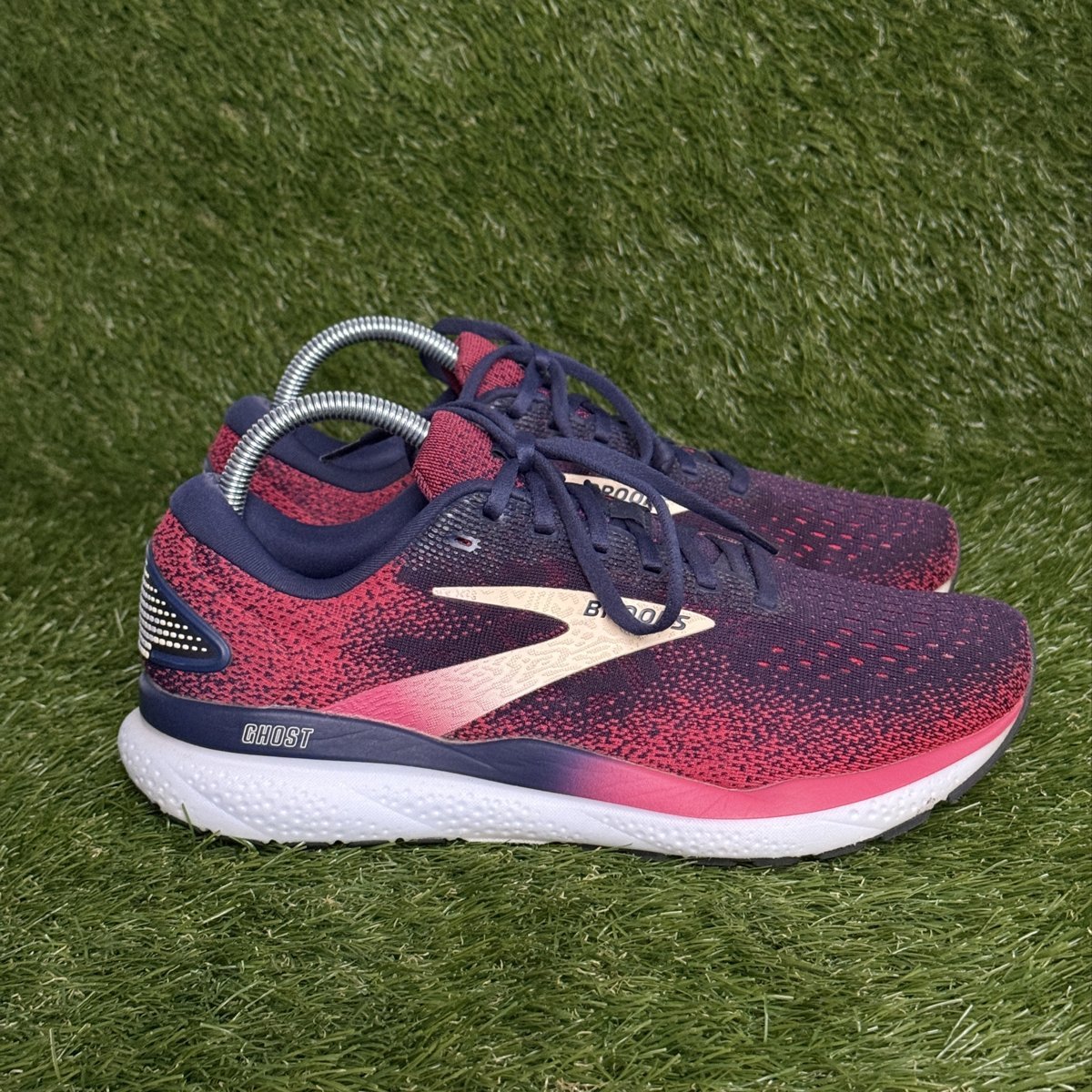 Brooks Ghost 16 Womens Size 9.5 D Wide Pink Navy Cushioned Running Shoes