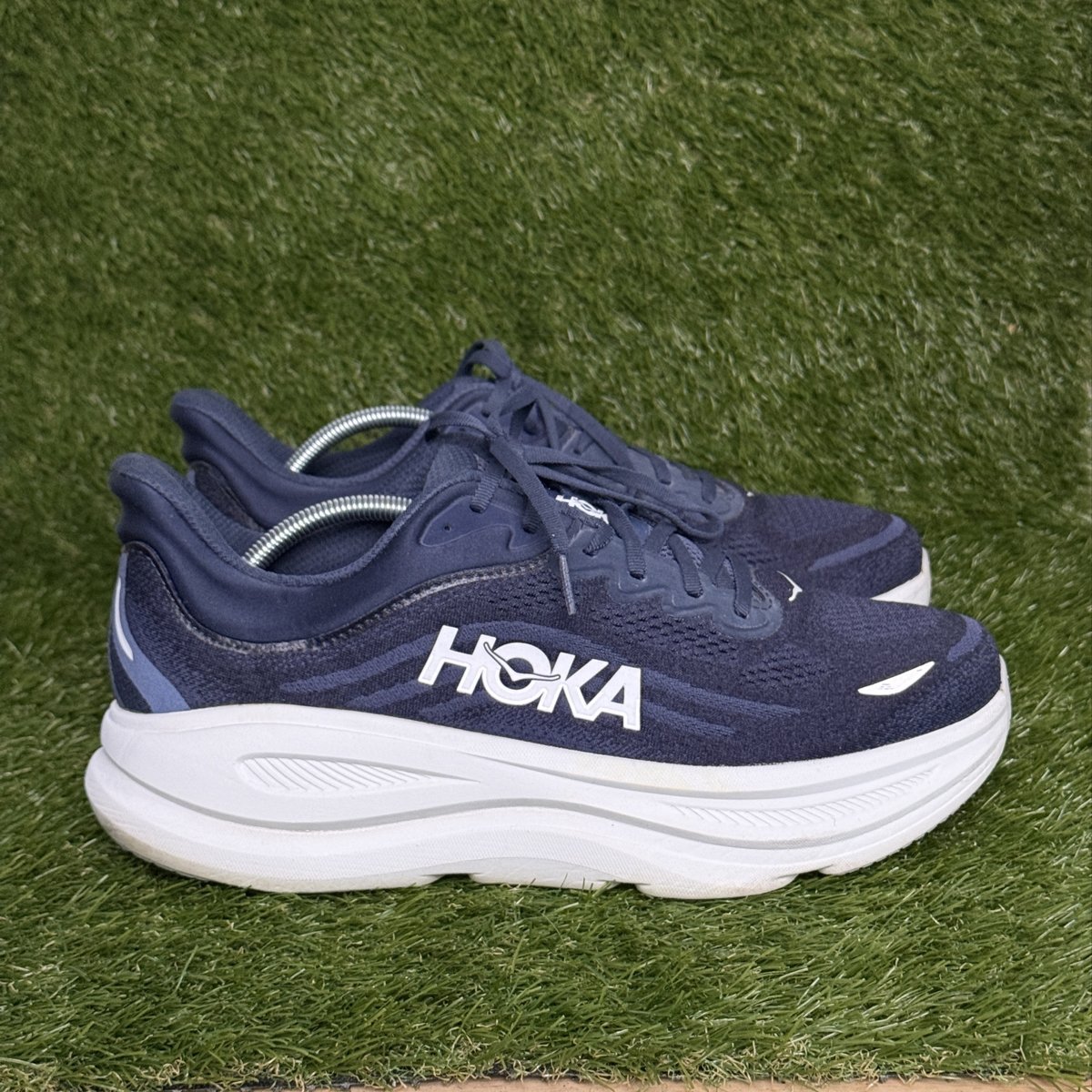 Hoka Bondi 9 Wide Mens Size 12 2E Navy White Max Cushion Running Shoes 1162013
