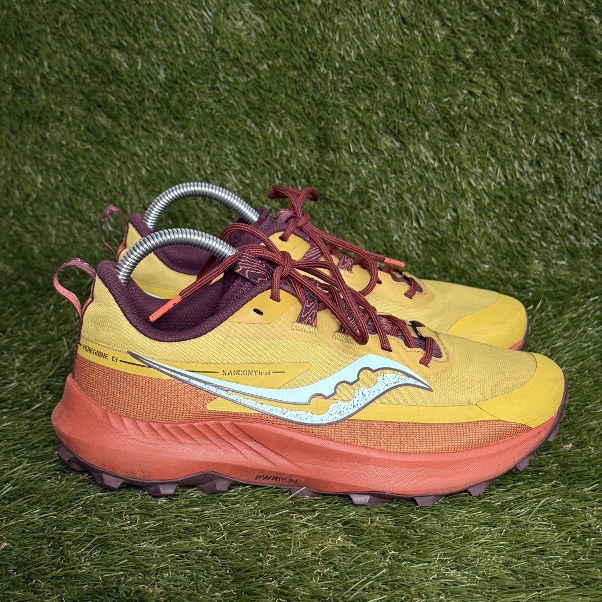 Saucony Peregrine 13 Womens Size 9 Yellow Coral Trail Running Shoes S10838-35