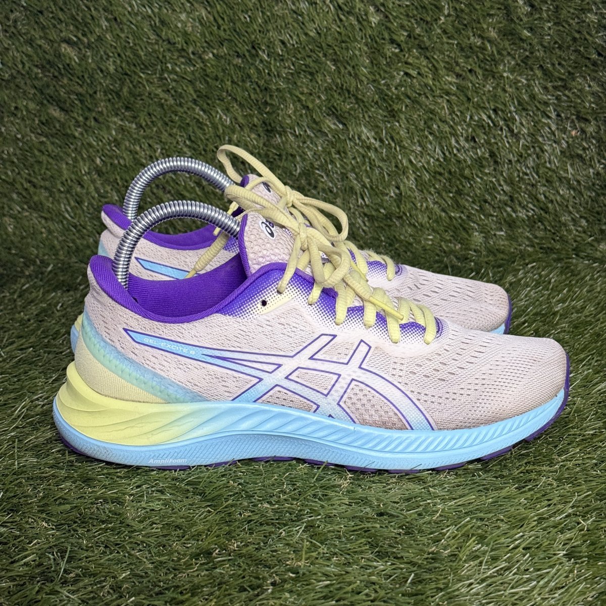 Asics Gel-Excite 8 Womens Size 8.5 White Purple Lime Running Shoes 1012B214