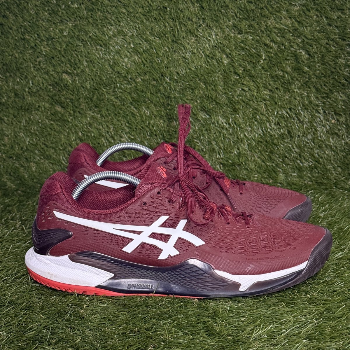 Asics Gel-Resolution 9 Mens Size 11 Burgundy White Tennis Shoes 1041A330