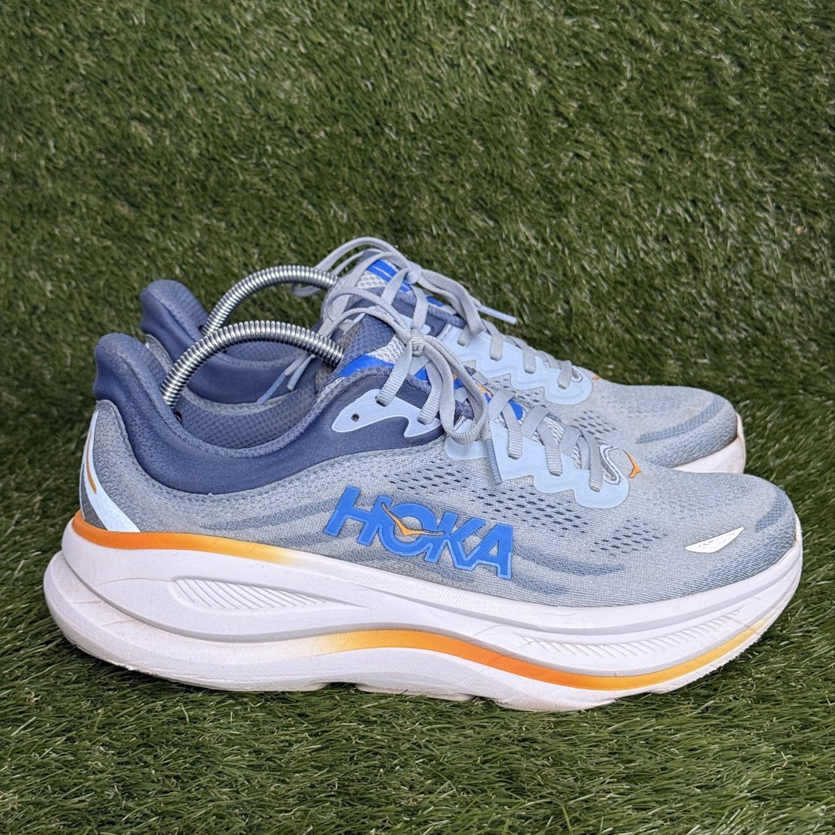 Hoka Bondi 9 Mens Size 11 D Blue Gray Orange Max Cushion Running Shoes 1162011