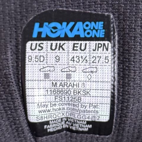 Hoka Arahi 8 Mens Size 9.5 D Black Blue Stability Running Shoes 1168690 photo 8