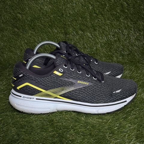 Brooks Ghost 15 Mens Size 9.5 D Gray Black Yellow Running Shoes 1103931D096