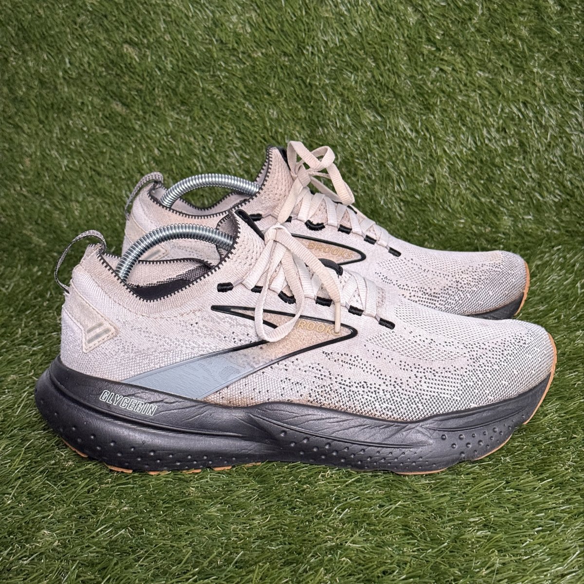 Brooks Glycerin StealthFit Mens Size 10 Gray Peach Cushioned Running Shoes