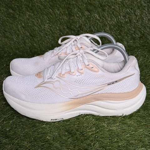 Saucony Ride 19 Womens Size 8 White Peach Cushioned Running Shoes S11055-301 photo 3