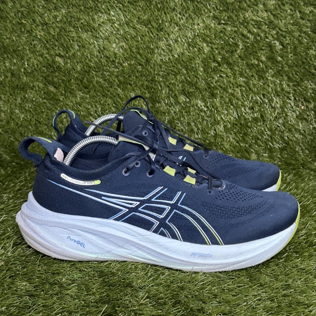 Asics Gel-Nimbus 26 Mens Size 11 Navy Lime Cushioned Running Shoes 1011B794