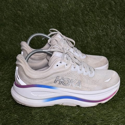 Hoka Bondi 9 Wide Womens Size 9 D White Blue Max Cushion Running Shoes 1162014