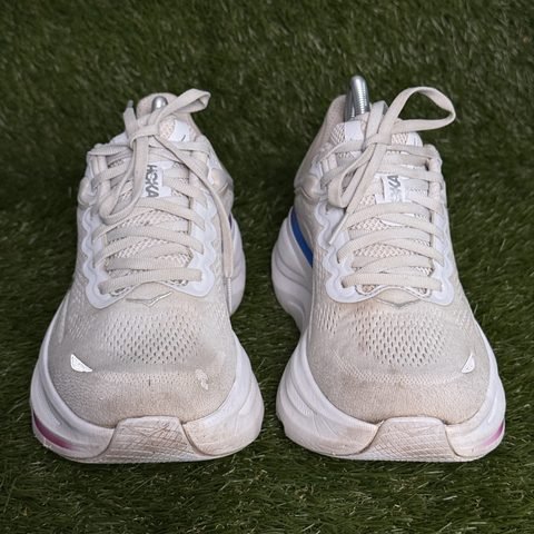 Hoka Bondi 9 Wide Womens Size 9 D White Blue Max Cushion Running Shoes 1162014 photo 2