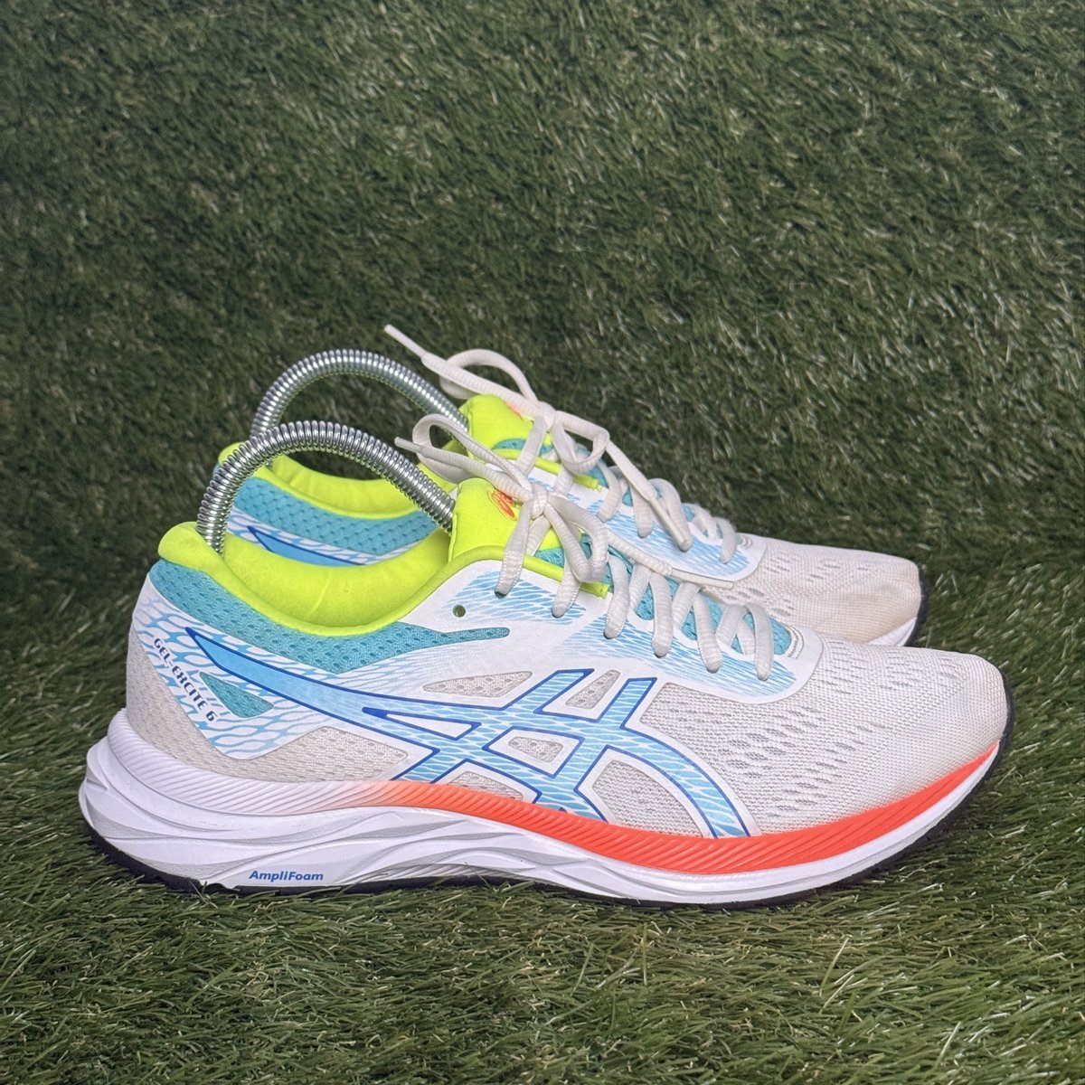 Asics Gel-Excite 6 SP Womens Size 9 White Blue Lime Running Shoes 1012A507