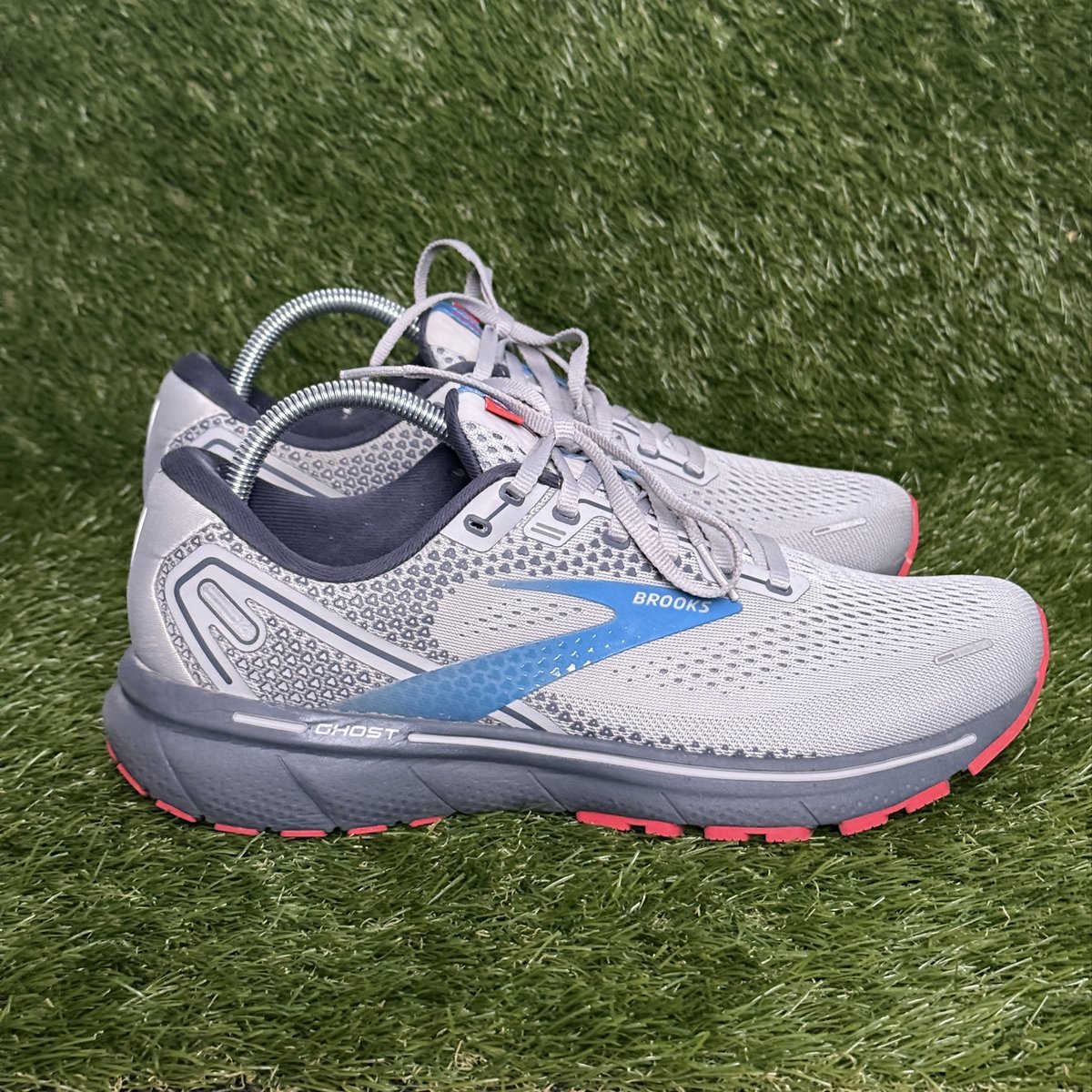 Brooks Ghost 14 Mens Size 9.5 D Gray Blue Coral Cushioned Running Shoes