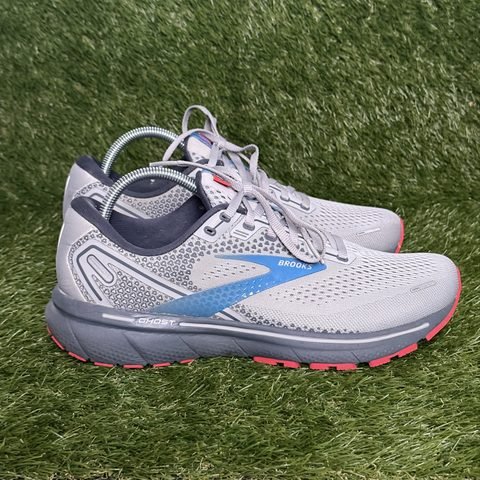 Brooks Ghost 14 Mens Size 9.5 D Gray Blue Coral Cushioned Running Shoes