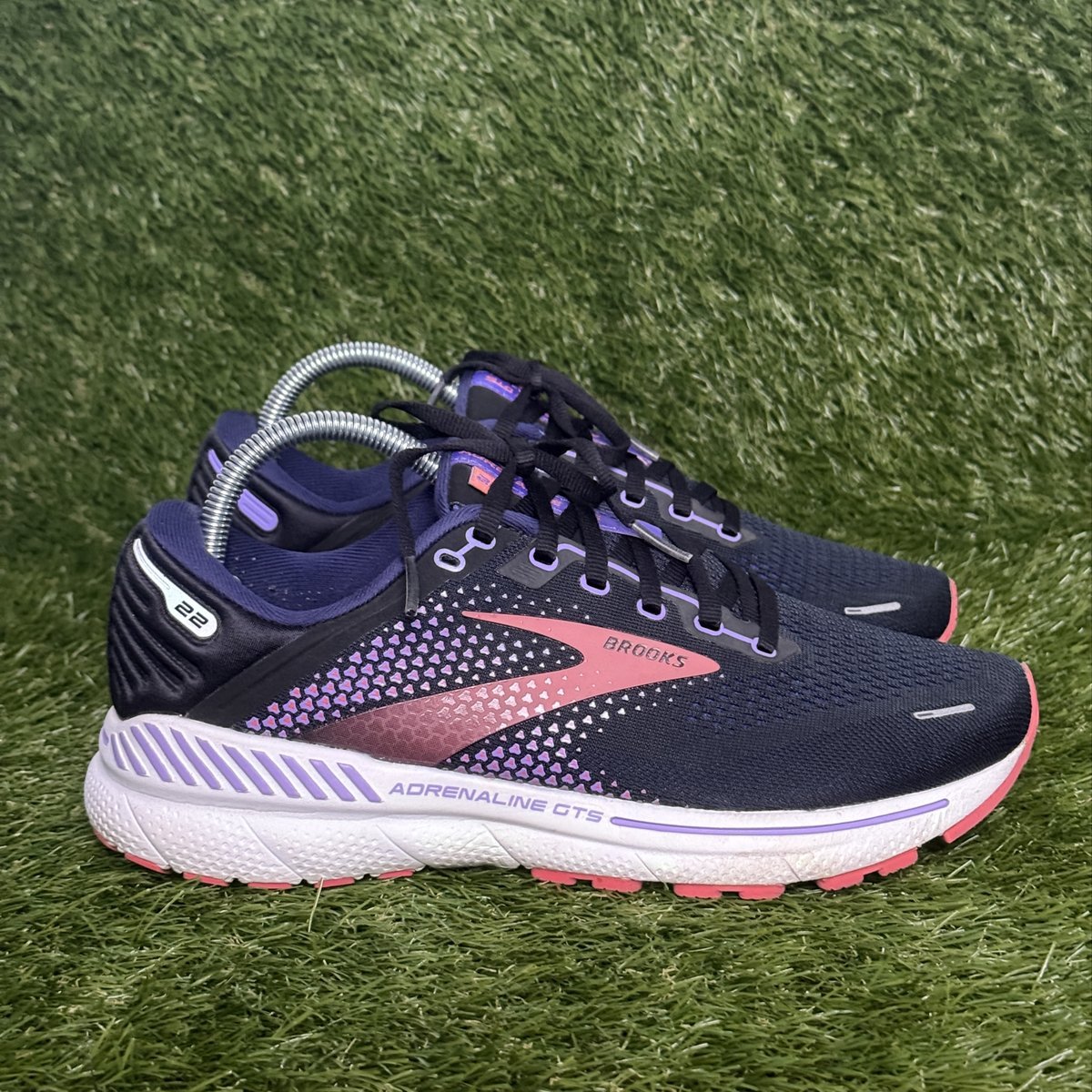 Brooks Adrenaline GTS 22 Womens Size 9.5 D Wide Navy Purple Coral Running Shoes