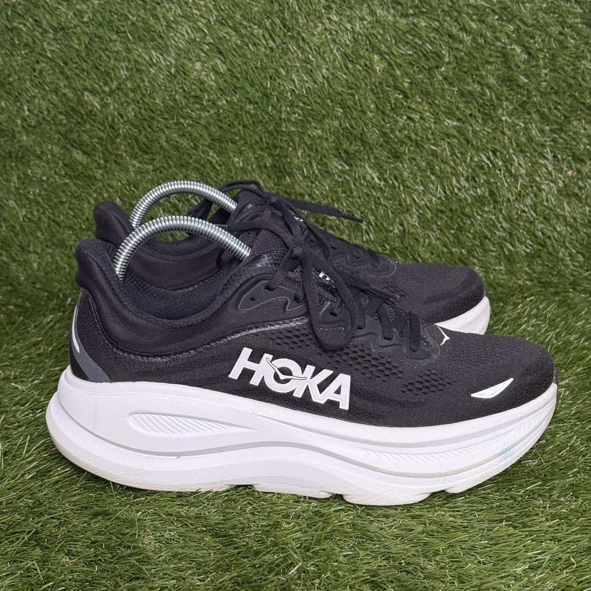 Hoka Bondi 9 Womens Size 10 B Black White Max Cushion Running Shoes 1162012