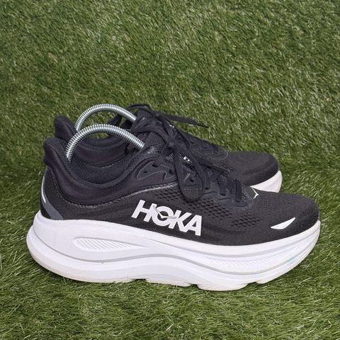 Hoka Bondi 9 Womens Size 10 B Black White Max Cushion Running Shoes 1162012