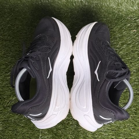 Hoka Bondi 9 Womens Size 10 B Black White Max Cushion Running Shoes 1162012 photo 5
