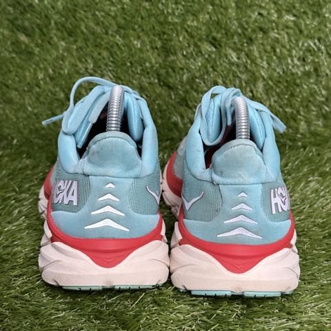 Hoka Clifton 8 Womens Size 9.5 B Aqua Blue Red Running Shoes 1119394 photo 4