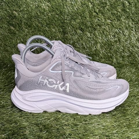 Hoka Clifton 10 Womens Size 6.5 B Gray White Cushioned Running Shoes 1162031