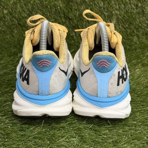 Hoka Clifton 9 Womens Size 7.5 B White Blue Yellow Running Shoes 1127896 photo 4