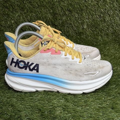 Hoka Clifton 9 Womens Size 7.5 B White Blue Yellow Running Shoes 1127896 photo 5