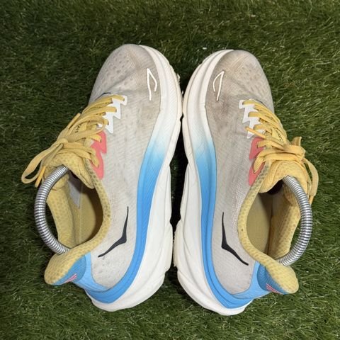 Hoka Clifton 9 Womens Size 7.5 B White Blue Yellow Running Shoes 1127896 photo 6