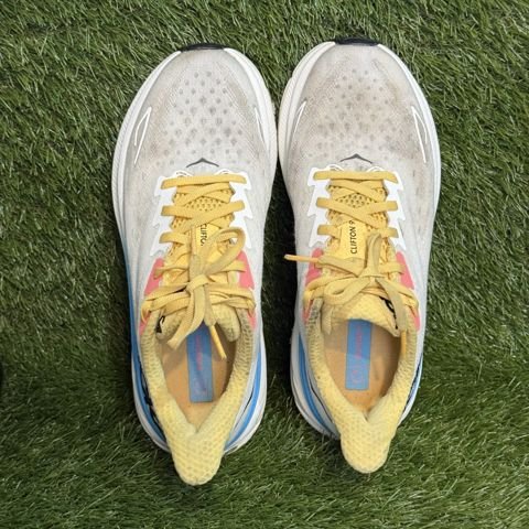 Hoka Clifton 9 Womens Size 7.5 B White Blue Yellow Running Shoes 1127896 photo 7