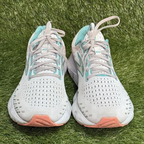 Brooks Glycerin 20 Womens Size 11 B White Aqua Peach Running Shoes 1203691B photo 2
