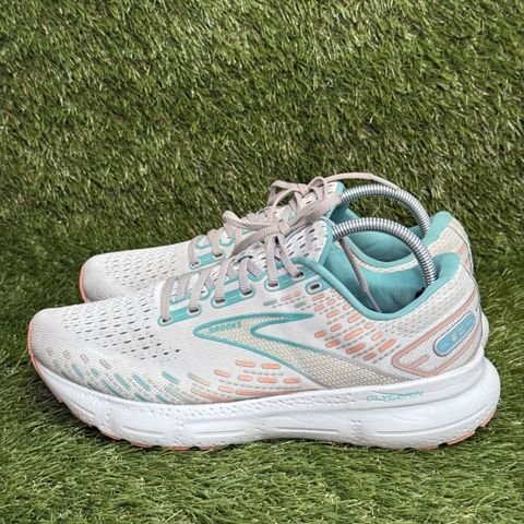 Brooks Glycerin 20 Womens Size 11 B White Aqua Peach Running Shoes 1203691B photo 3