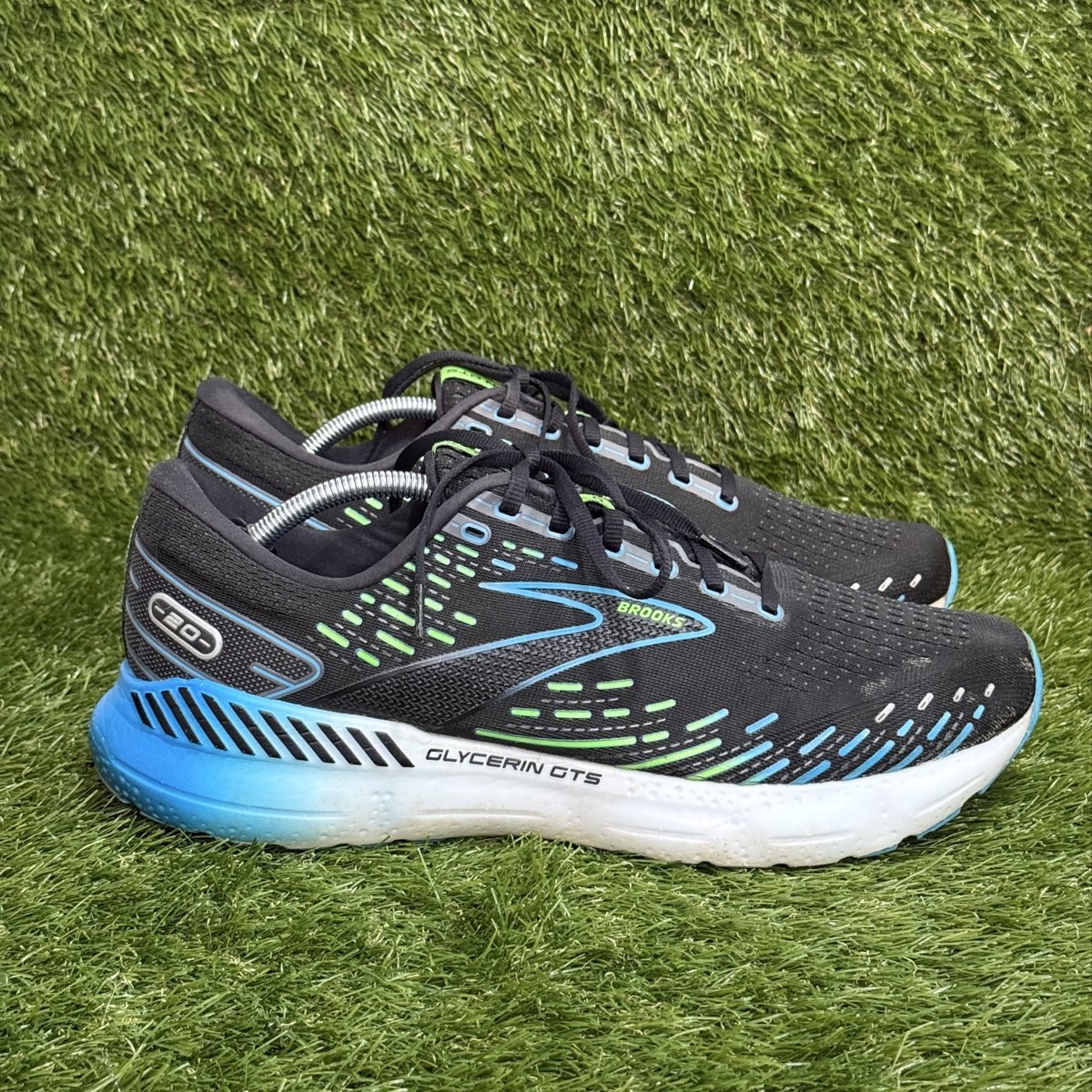 Brooks Glycerin GTS 20 Mens Size 13 D Black Blue Green Running Shoes 1103831D
