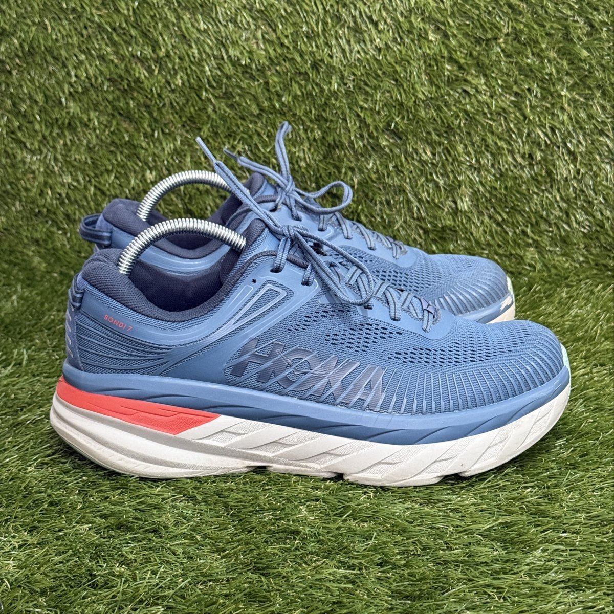 Hoka Bondi 7 Mens Size 9.5 D Blue Coral Max Cushion Running Shoes 1110518