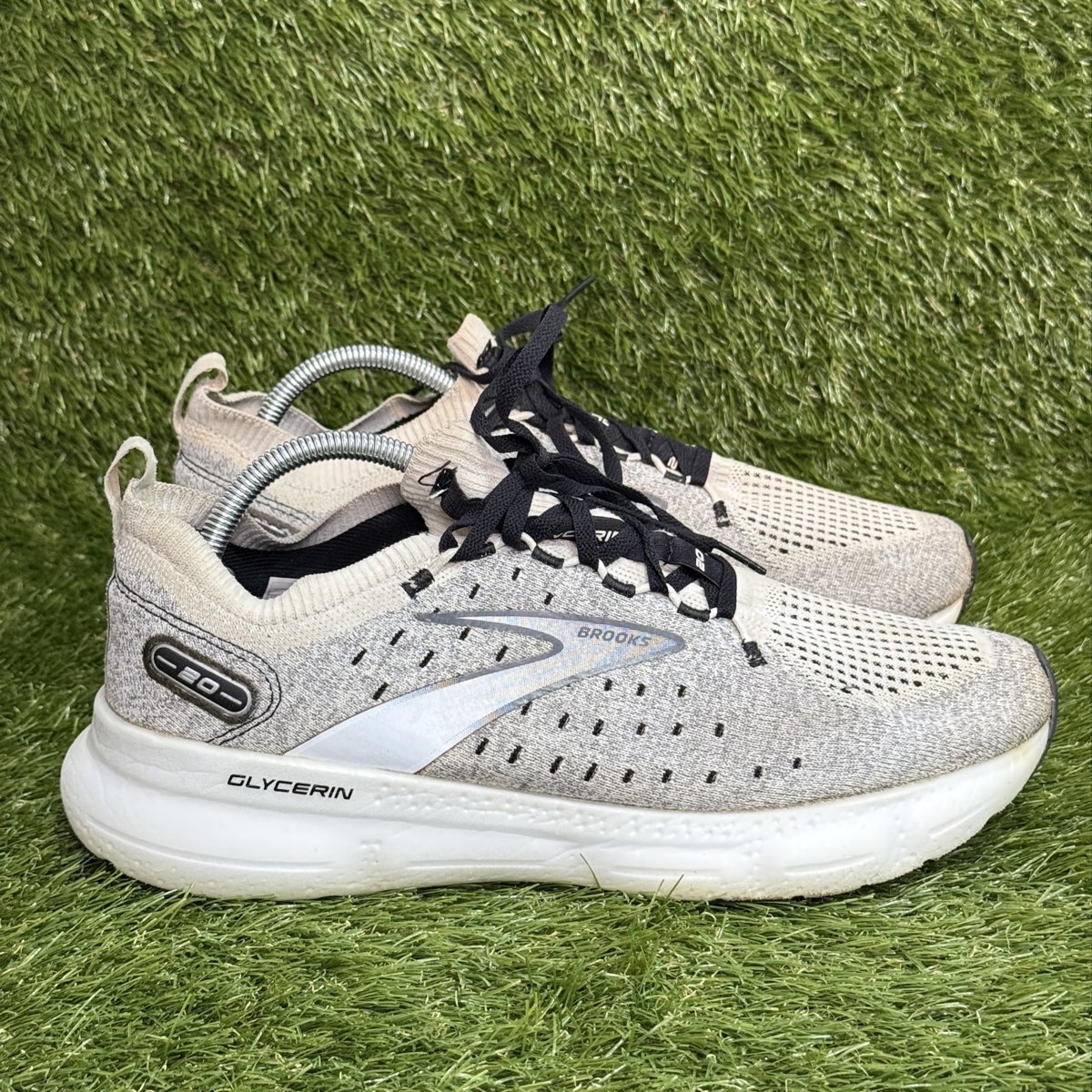 Brooks Glycerin StealthFit 20 Mens Size 11 D Gray White Running Shoes 1103841D