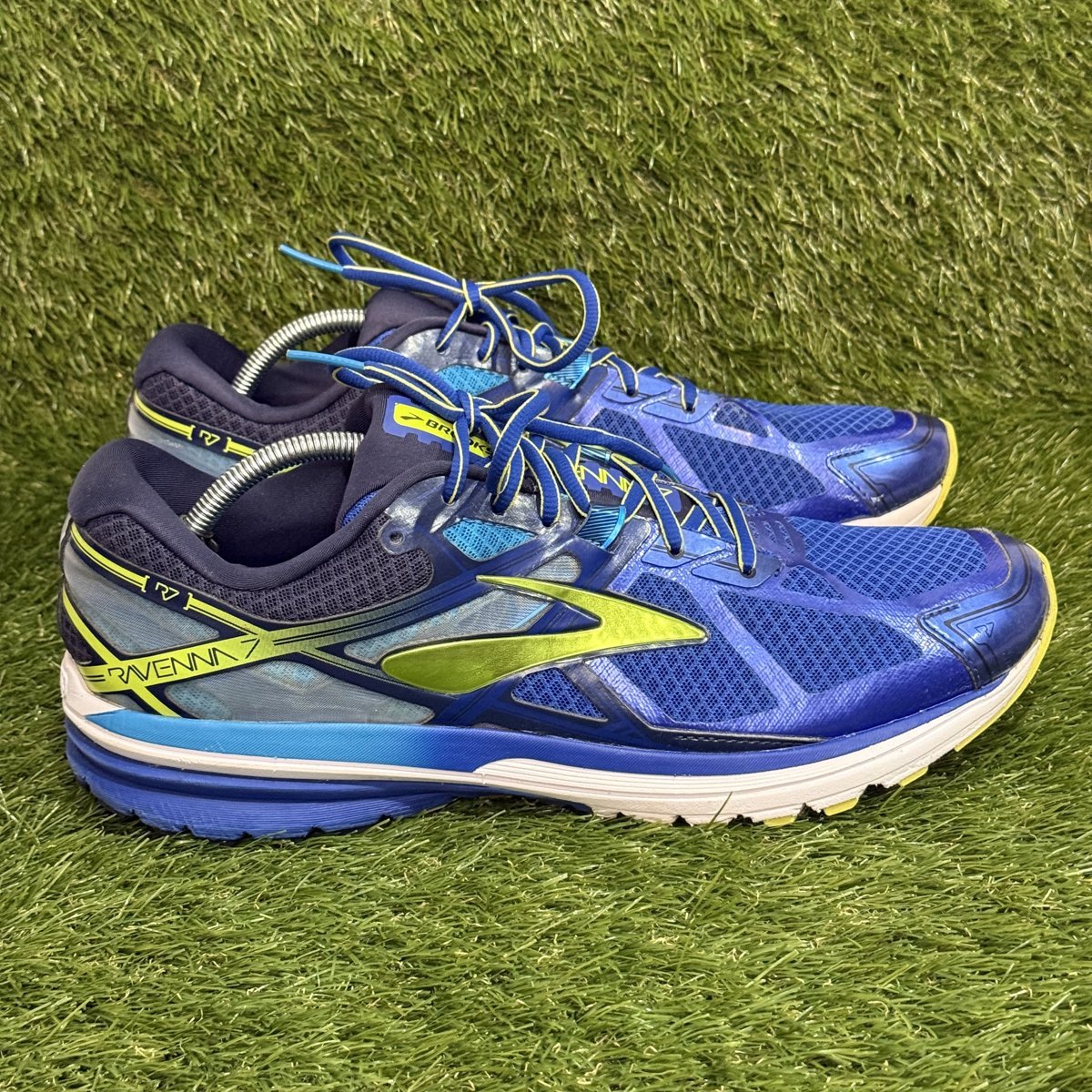 Brooks Ravenna 7 Mens Size 12.5 D Blue Lime Running Shoes 1102171D484