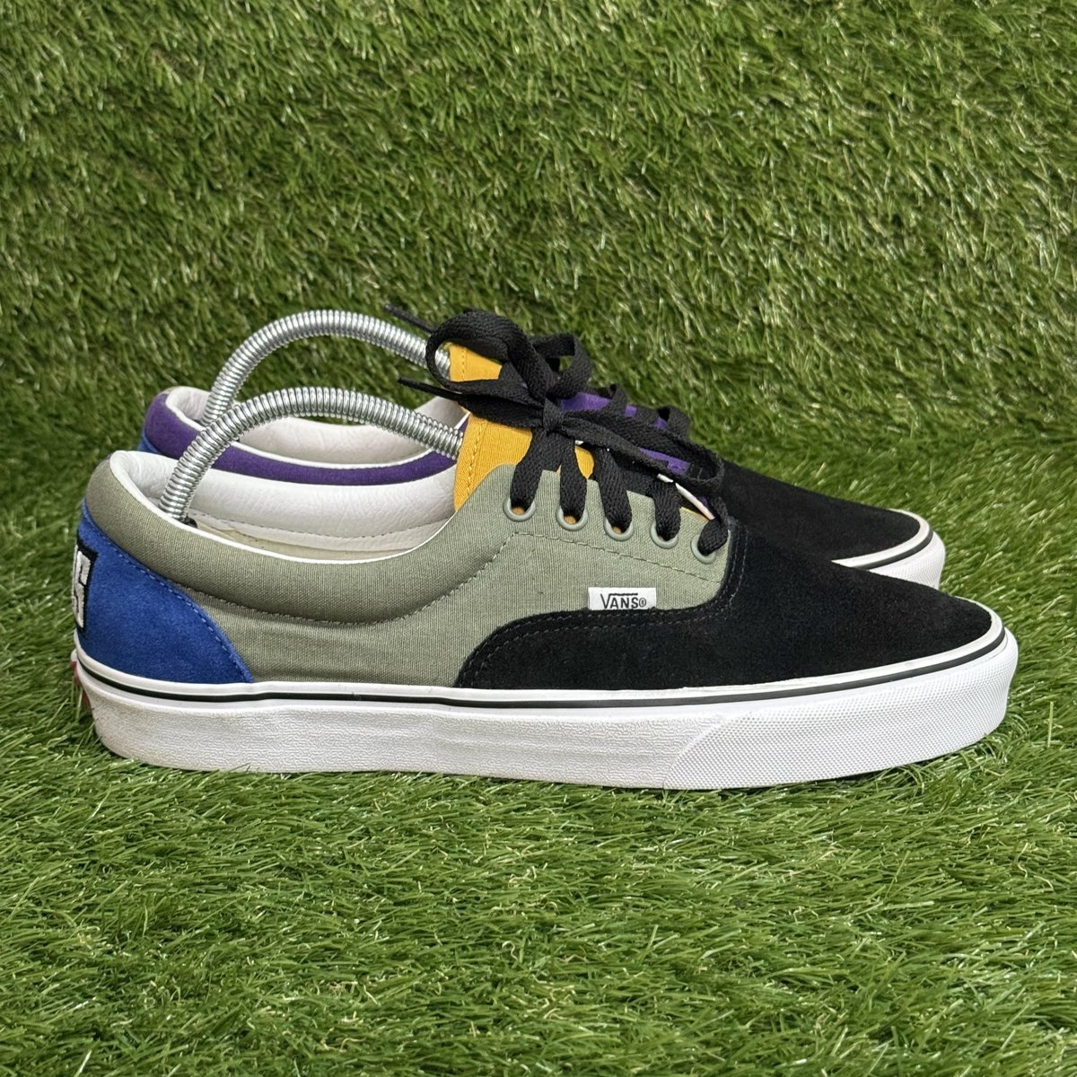 Vans Era Mens Size 10.5 Womens 12 Black Purple Gray Patch Skate Shoes