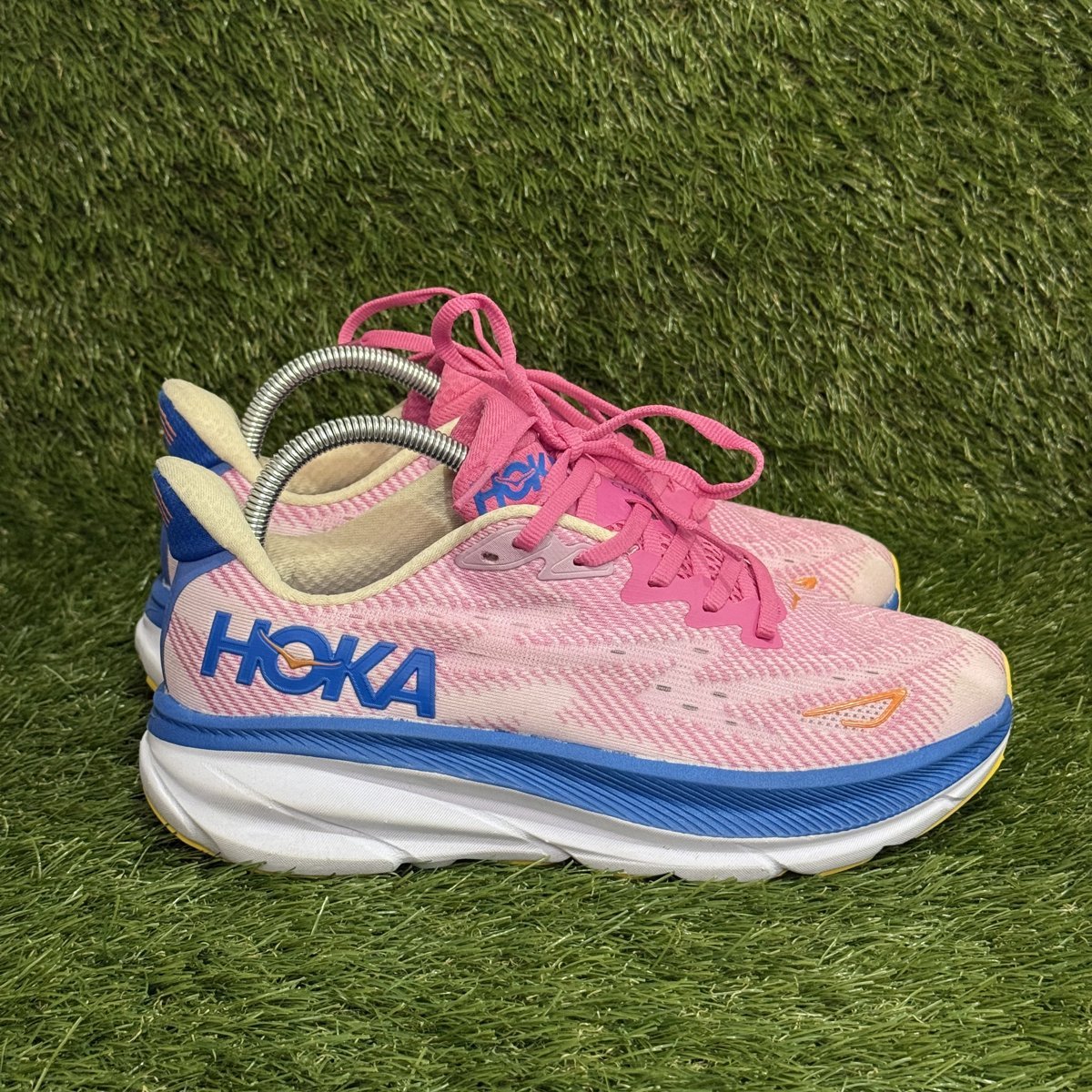 Hoka Clifton 9 Womens Size 9 B Pink Blue Cushioned Running Shoes 1127896 NEW