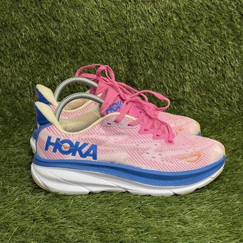 Hoka Clifton 9 Womens Size 9 B Pink Blue Cushioned Running Shoes 1127896 NEW