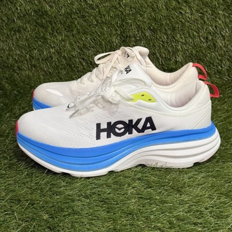 Hoka Bondi 8 Mens Size 9 D White Blue Max Cushion Running Shoes 1123202 NEW photo 3