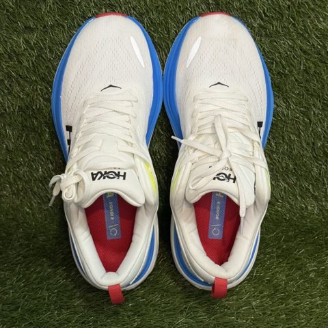 Hoka Bondi 8 Mens Size 9 D White Blue Max Cushion Running Shoes 1123202 NEW photo 6
